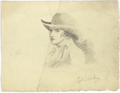 Bust of Youth Wearing Hat; Angel Head by George Morland