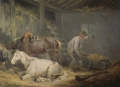 Horses in a Stable by George Morland