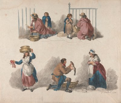 Set of Five: Five Studies of Peddlers by George Morland