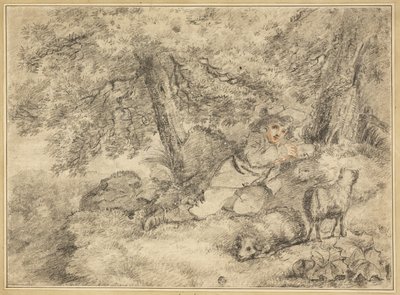 Shepherd Boy with Lambs in Woods by George Morland