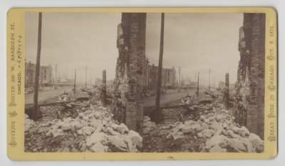 Stereograph of Washington Street from the Corner of LaSalle Street Looking East After the Chicago Fire of 1871, 1871 by George N. Barnard