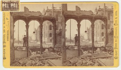 Stereograph of the Courthouse as Seen Through the Ruins of the East Side of Clark Street After the Chicago Fire of 1871, 1871 by George N. Barnard