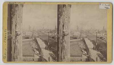 Stereograph view of Clark Street after the Chicago Fire of 1871 by George N. Barnard