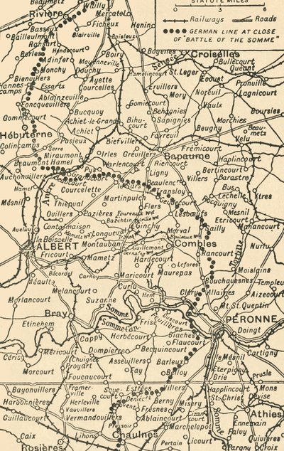 Map to Illustrate the Battle of the Somme by George Philip and Son Ltd