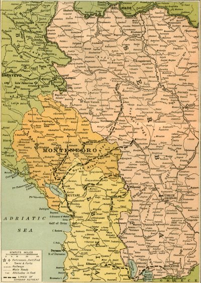 Map To Illustrate the Serbian Retreat, 1919 by George Philip and Son Ltd