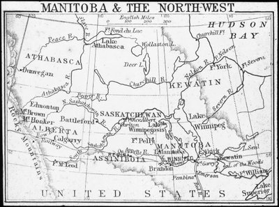 Map of Manitoba and the Northwest, Canada by George Philip and Son Ltd