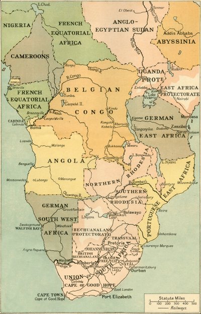 Map of Mid and South Africa by George Philip and Son Ltd