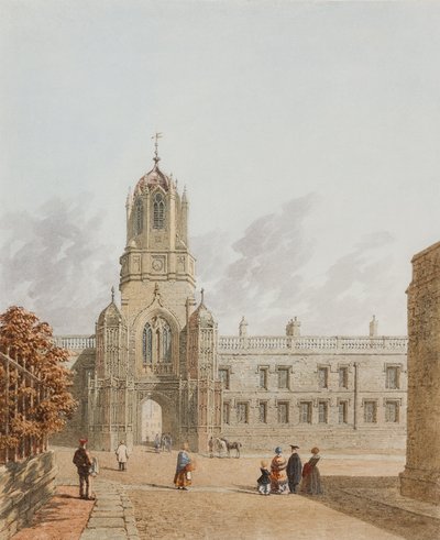 Tom Tower, Christ Church from Pembroke Square, Oxford, 1849 by George Pyne