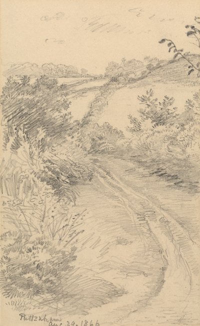 A Bushy Lane with a Field Beyond by George Richmond