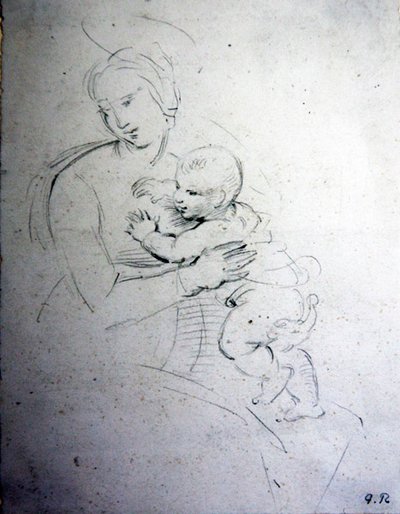 A Mother and Her Child - Study for the Ancients by George Richmond
