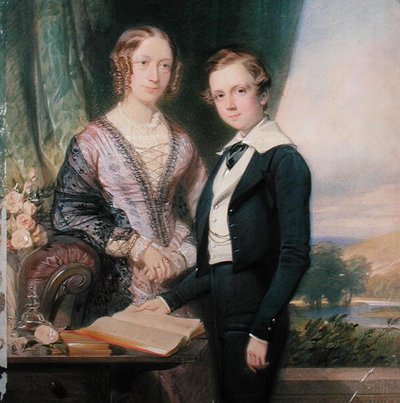 Portrait of an Unknown Young Man Standing by His Mother by George Richmond