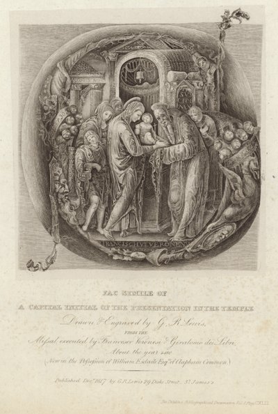 Facsimile of the capital initial of the presentation in the temple by George Robert Lewis
