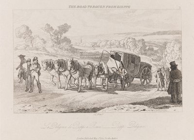 Road to Rouen from Dieppe, Diligence by George Robert Lewis