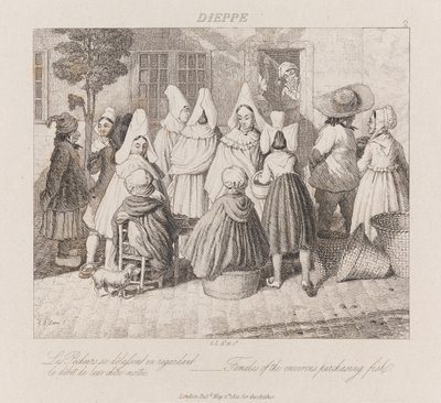 Women Purchasing Fish, Dieppe, c.1821 by George Robert Lewis
