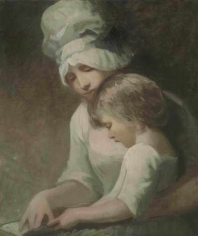 A Mother and Child Reading Mrs Cumberland and Her Son by George Romney