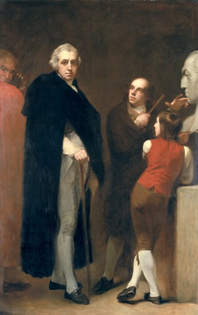 John Flaxman (1755-1826) Modelling His Bust of William Hayley (1745-1820), c.1791-92 by George Romney