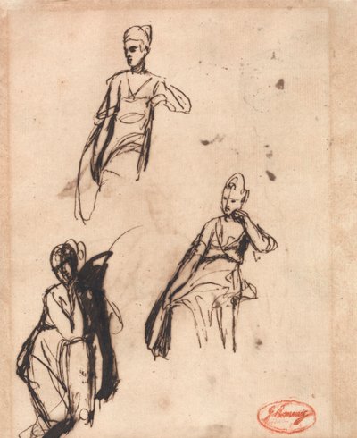 Seated Woman: Three Poses by George Romney