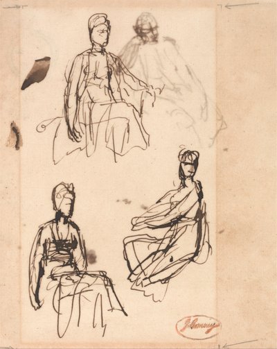 Seated Woman: Three Studies by George Romney