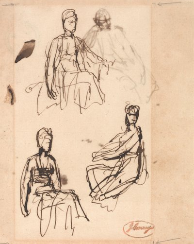 Seated Woman: Three Studies by George Romney