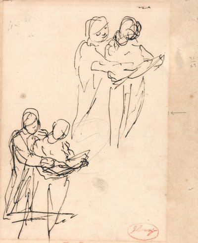 Studies of Children Examining a Book by George Romney