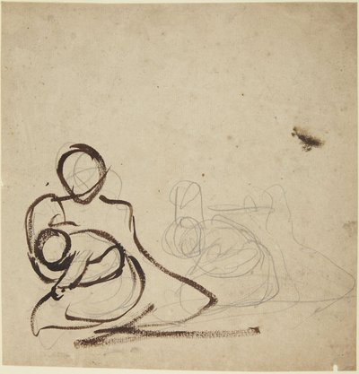 Studies of Seated Woman Holding a Child by George Romney