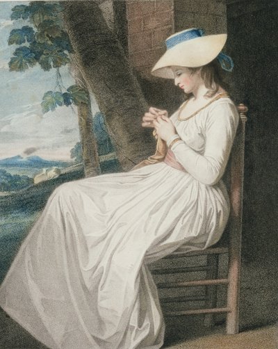 The Seamstress, engraved by Thomas Cheesman, published by John and Josiah Boydell, 1787 by George Romney