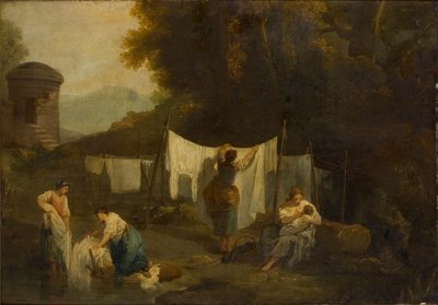 The Bleaching Grounds Peasants Washing Linen by George Romney