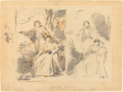 Two Studies for a Portrait of the Warren Family by George Romney