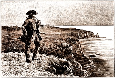 Captain Billy Bones watching the arrival of pirates by George Roux