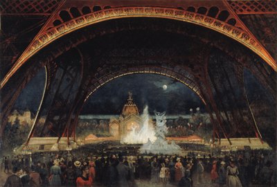 Night Festival at the 1889 Universal Exposition, under the Eiffel Tower, c. 1889 by George Roux