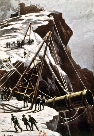 Mounting the truck. From Earth to Moon by George Roux