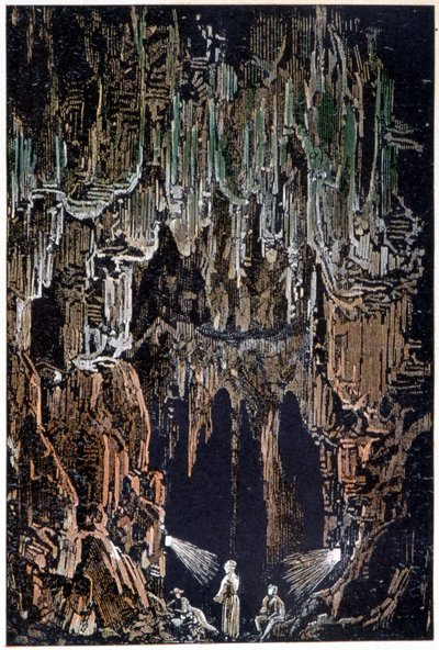 The lamps were hung on a lava protrusion in 