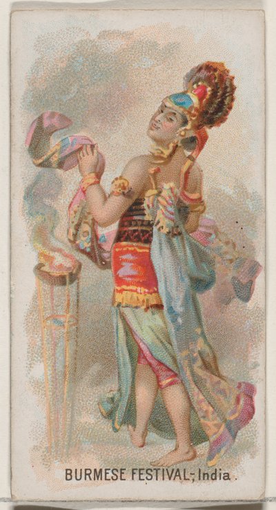 Burmese Festival, India, from the Holidays series N80 for Duke brand cigarettes, 1890 by George S. Harris and Sons