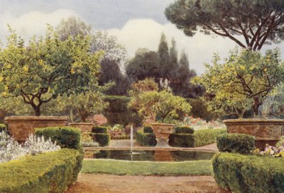 Italian Gardens: The Parterre, Villa Colonna (colour litho) by George Samuel Elgood