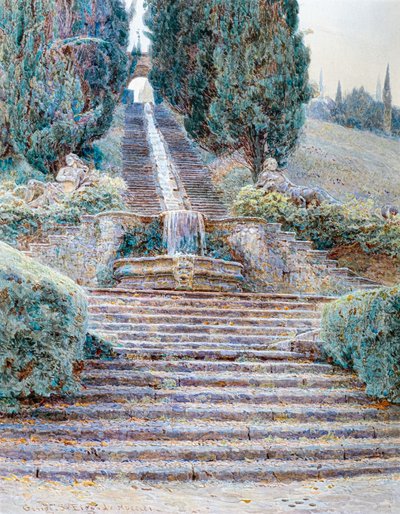 The Cascade at Villa Cicogna, Italy by George Samuel Elgood