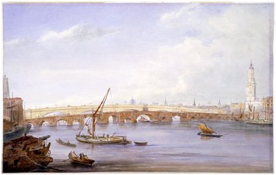 Old and New London Bridges, London, 1831 by George Scharf