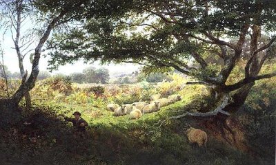 A Shepherd Boy and Flock of Sheep by George Shalders