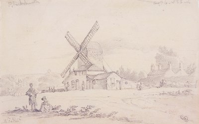 View of Mill with a Windmill on Blackheath, Greenwich, London by George Shepheard