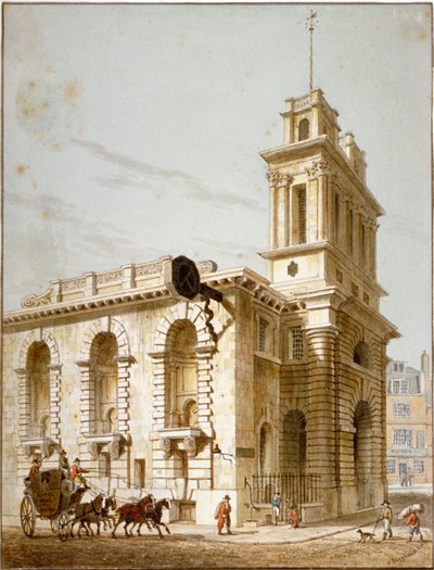 North-west view of the Church of St Mary Woolnoth, City of London, 1812 by George Shepherd