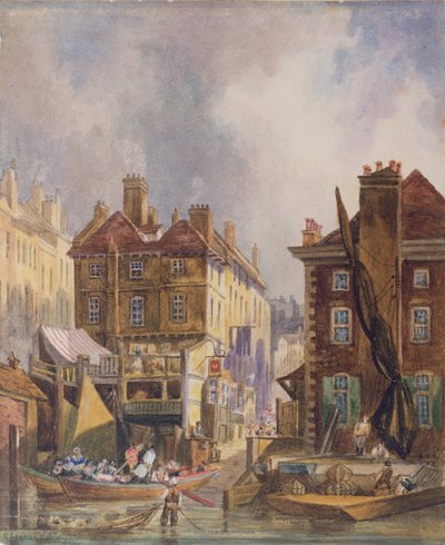 Old Hungerford Market from the river, London by George Shepherd