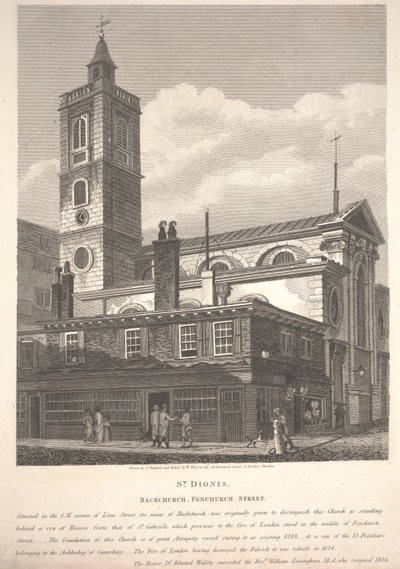 St. Dionis, Backchurch, Fenchurch Street, engraved by William Wise by George Shepherd