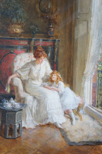 Mother and Daughter at Tea Time by George Sheridan Knowles