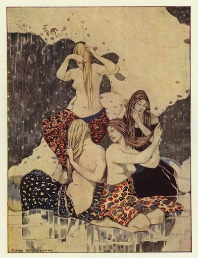 He Saw Four Beautiful Maidens Sitting on the Ice Braiding Their Hair by George Sheringham