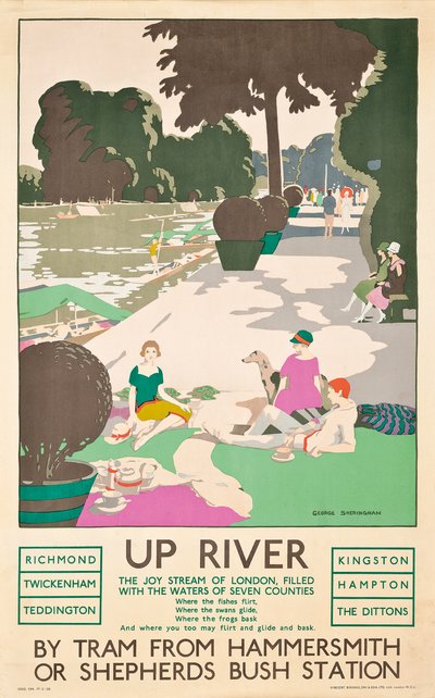 Up River, a London Transport Poster, 1926 by George Sheringham