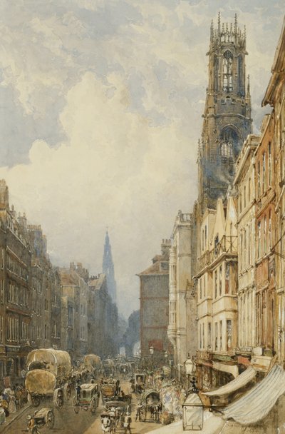 Fleet Street Looking up to Temple Bar with Old St. Dunstans, and St. Clement Danes, 1834 by George Sidney Shepherd