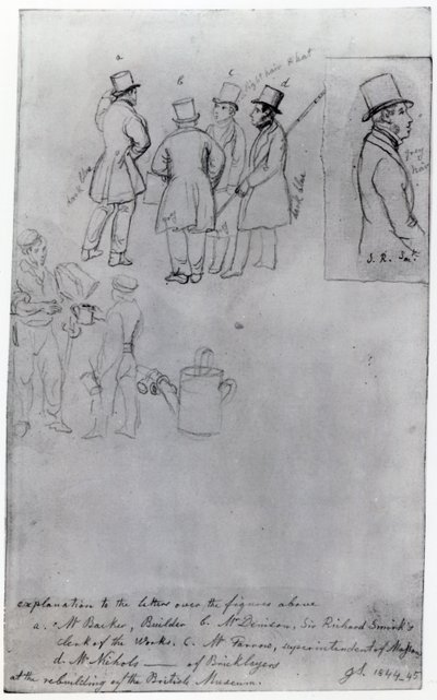Builders and Surveyors at the Rebuilding of the British Museum, 1844 by George Snr Scharf