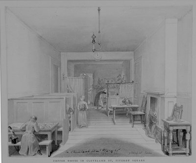 Coffee House in Cleveland Street, Fitzroy Square, London by George Snr Scharf
