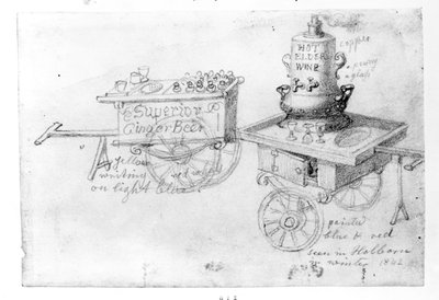 Gingerbeer and Hot Elder Wine Stalls in Holborn by George Snr Scharf