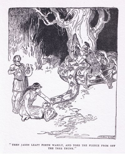 Then Jason Leapt Forth Wearily, and Tore the Fleece off the Tree Trunk, from The Heroes by George Soper