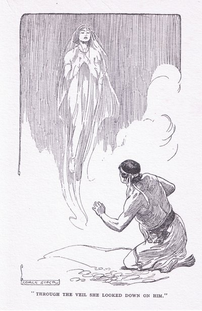 Through the veil she looked down on him, from The Heroes published by George Allen and Unwin 1929 by George Soper